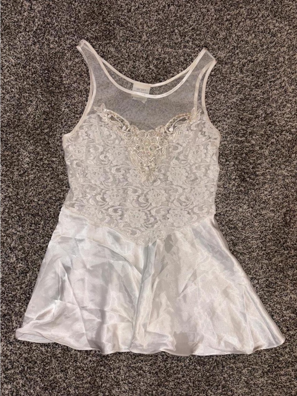 Vintage slip dress with whimsical floral lace design